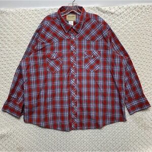 Wrangler Western Shirts Men's 3XL Red/blue Cowboy Plaid Shirt Button MW237RD‎